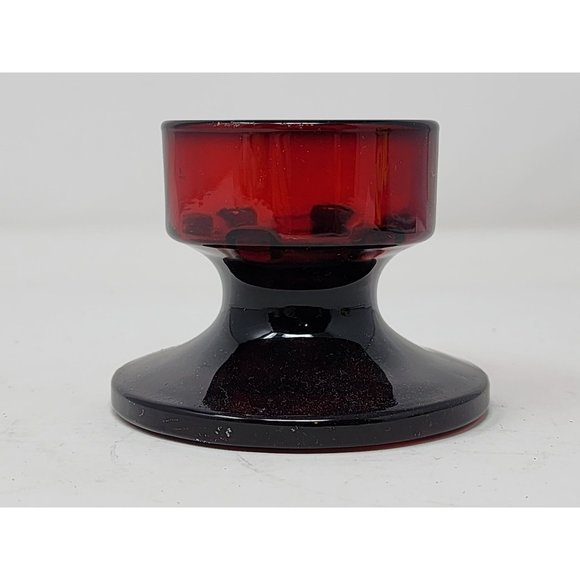 Vintage Ruby Red Arc‎ France Low Candlestick Holder Made In France - Picture 4 of 9